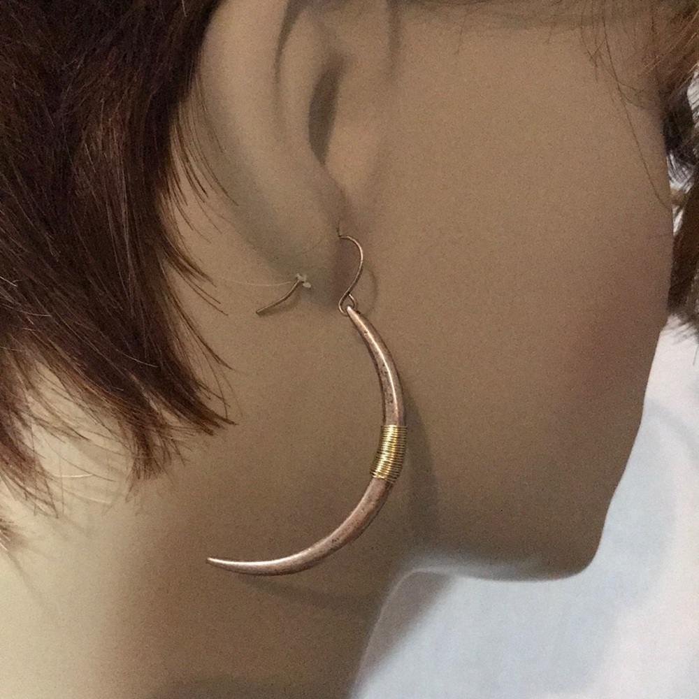 Antiqued burnished gold crescent MOON ECLIPSE wire